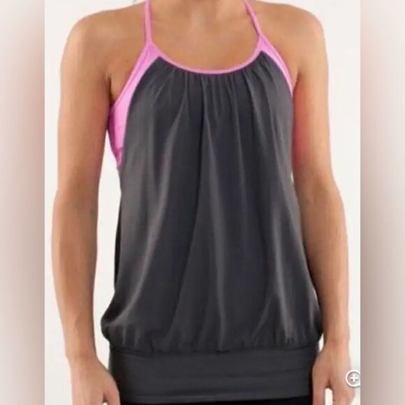 EUC Lululemon Women’s No Limit Tank Black with Purple Built in Bra - Size 4 - Picture 2 of 10
